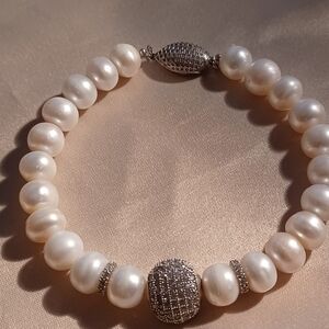 925 Freshwater Pearl Necklace Set  with sterling silver Accents